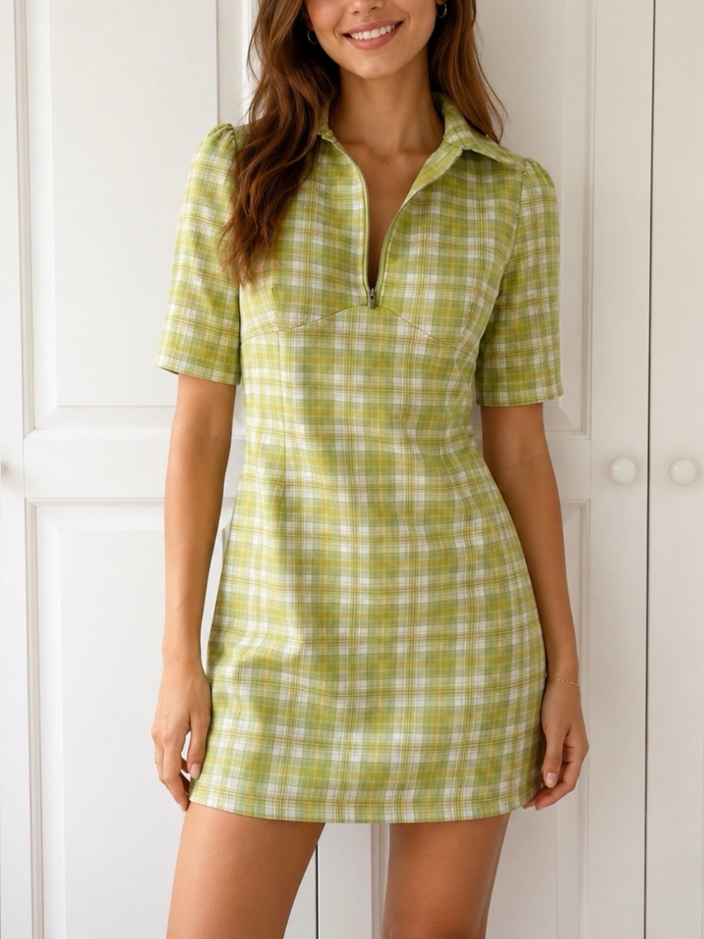 NWT Glamorous for Dolls kill Green Plaid Mini Dress